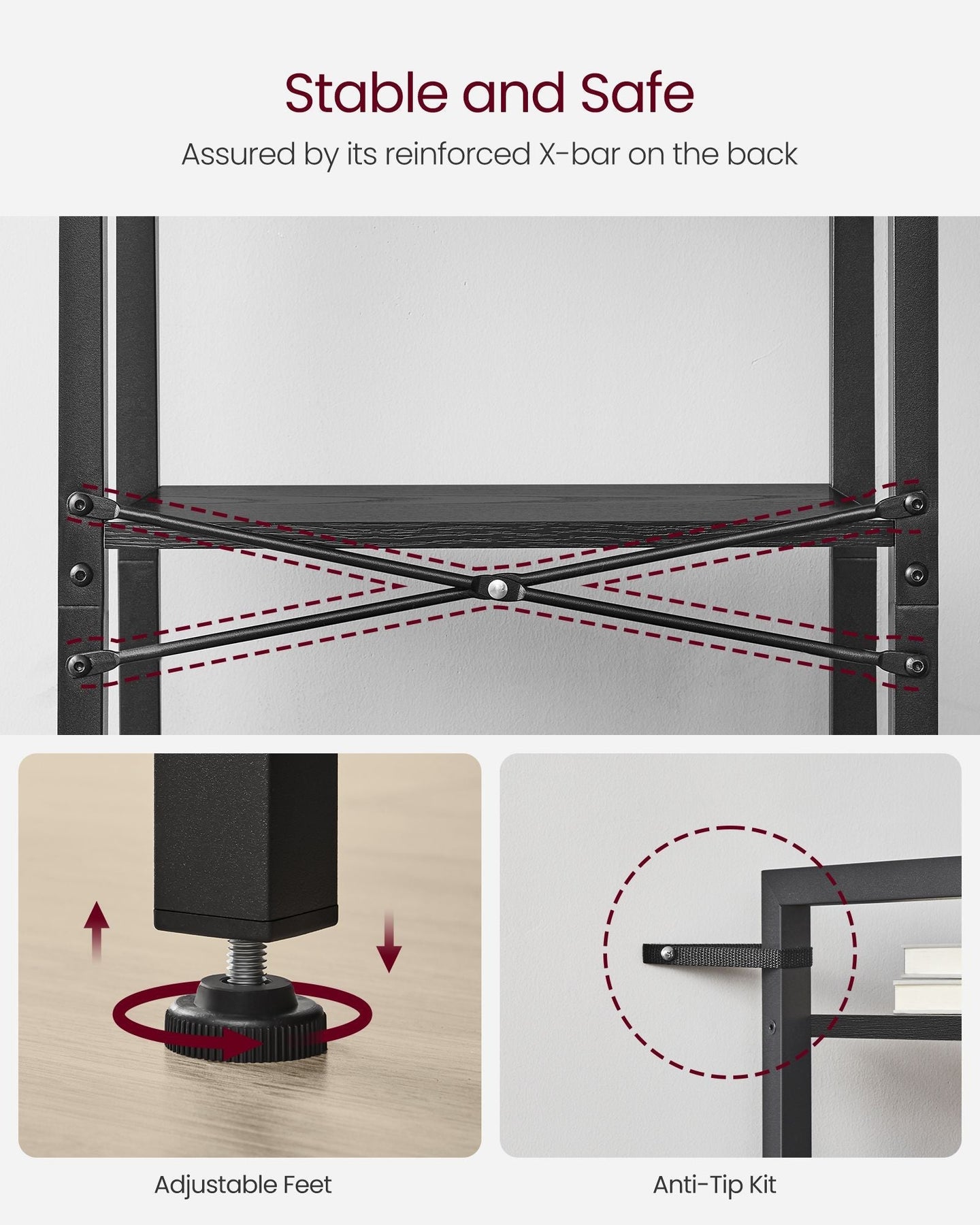 4-Tier Bookshelf - Engineered Wood - Ebony Black