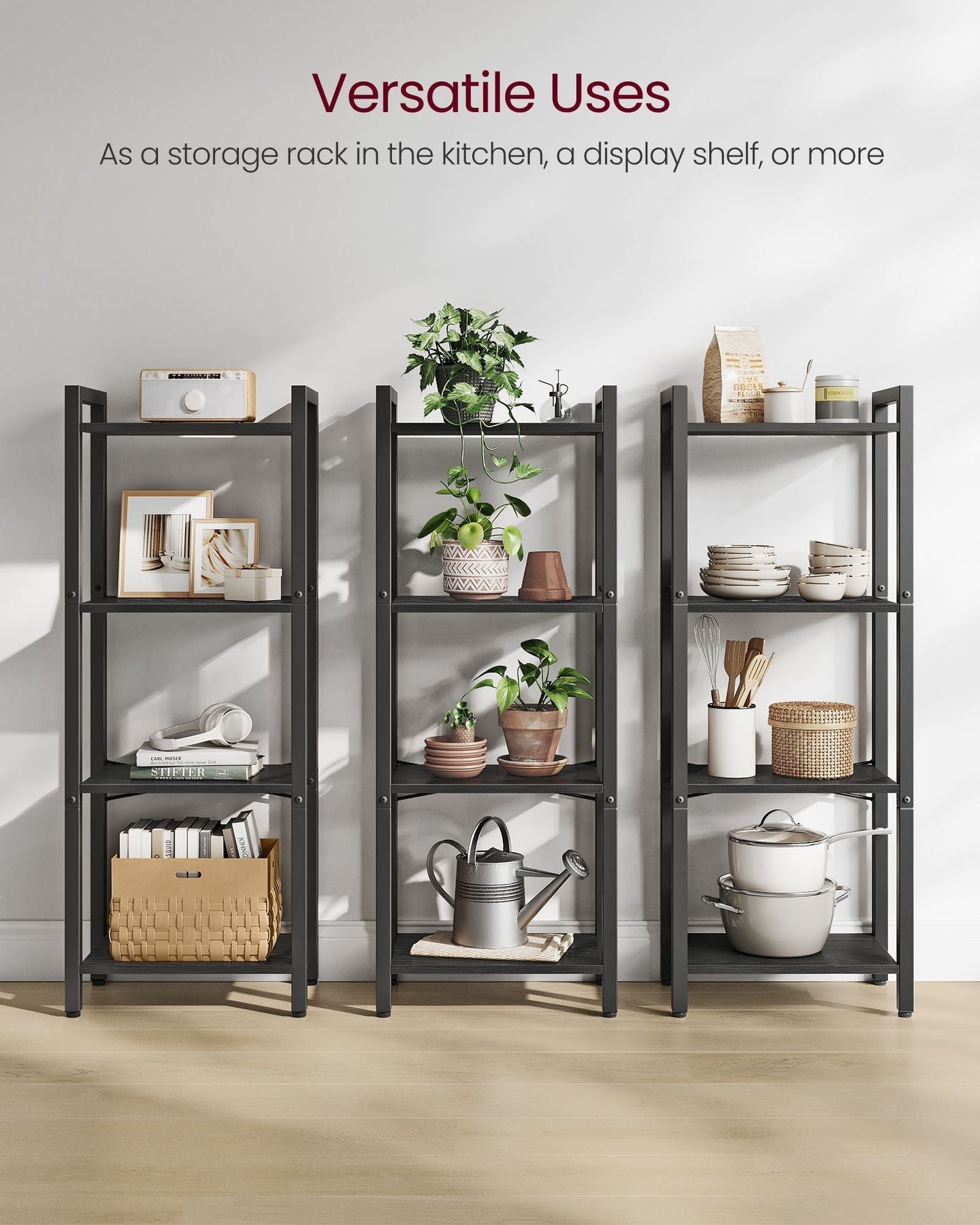 4-Tier Bookshelf - Engineered Wood - Ebony Black