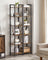 6-Tier Bookshelf - Wood - Rustic Brown and Black - Open Storage Design for Office and Living Room