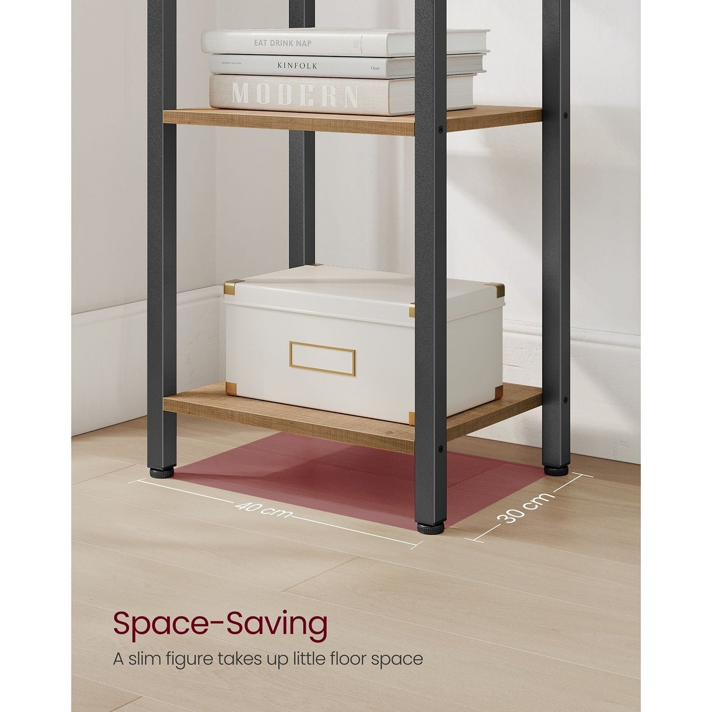 6-Tier Bookshelf - Engineered Wood - Rustic Brown and Black - Open Storage Shelving