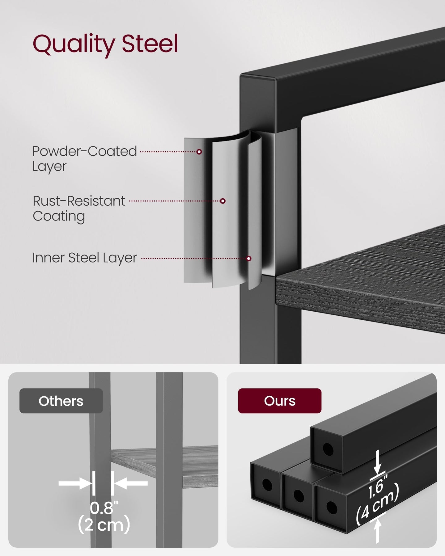 6-Tier Bookshelf - Particle Board - Ebony Black - Open Storage Design