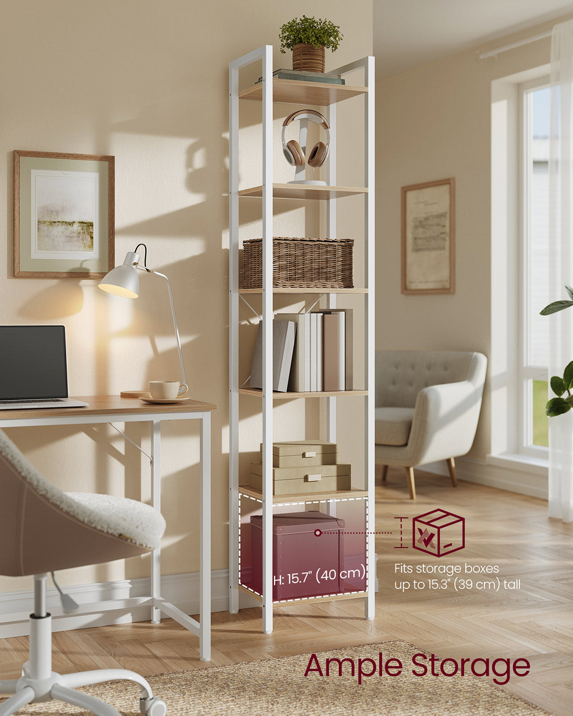 6-Tier Bookshelf - Engineered Wood - Rustic Brown and Black - Open Storage Shelving