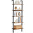 Ladder Shelf - 5-Tier Industrial Design - Wood - Rustic Brown and Black