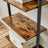 Wall-Mounted Ladder Shelf - 6-Tier Design - Wood - Rustic Brown and Black - Safety First