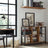 Bookshelf - Wood - Rustic Brown and Black - 6 Compartments