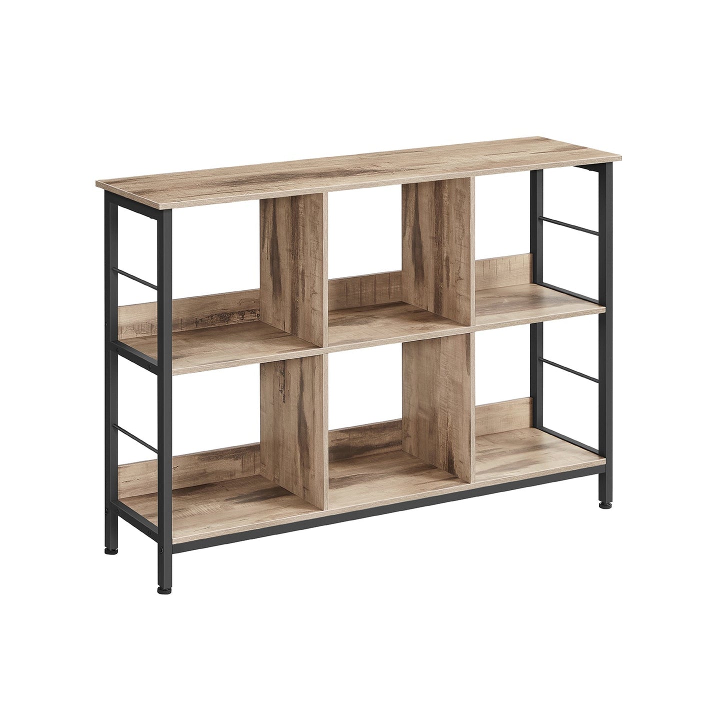 4-Tier Bookcase - Wood - Camel Brown - Industrial Rustic Design