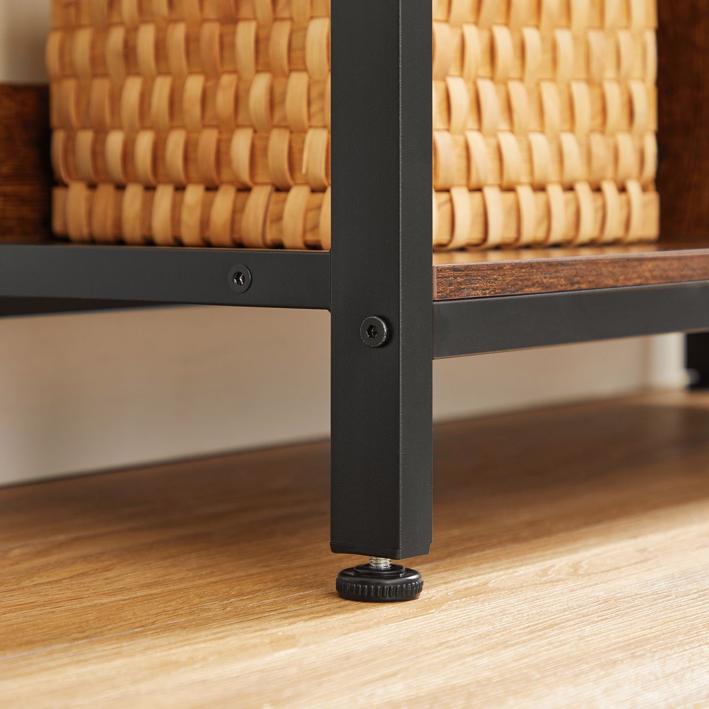 4-Tier Bookshelf - Wood - Rustic Brown and Black - Safety First with Anti-Tip Features