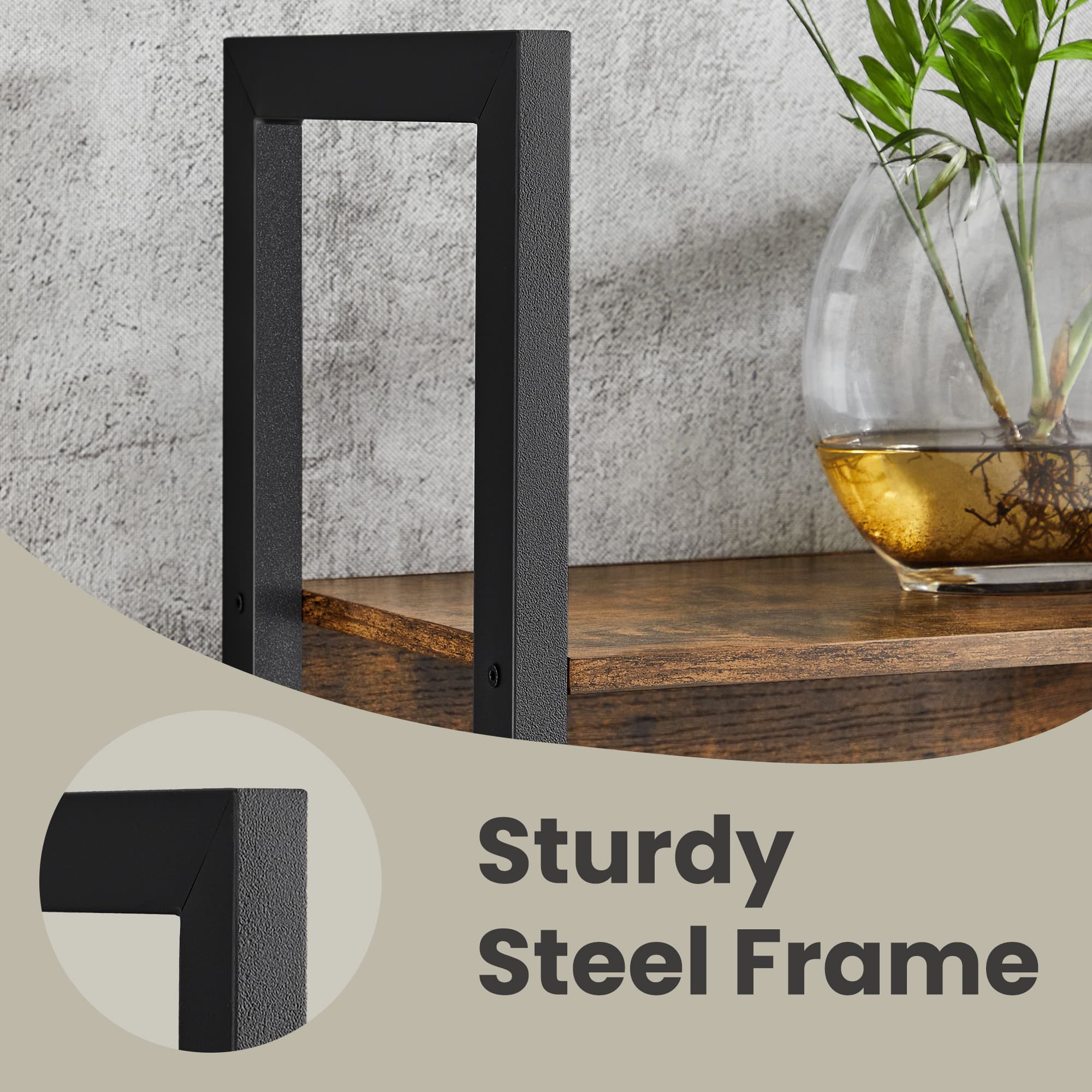 5-Tier Bookcase - Metal Frame - Rustic Brown and Black