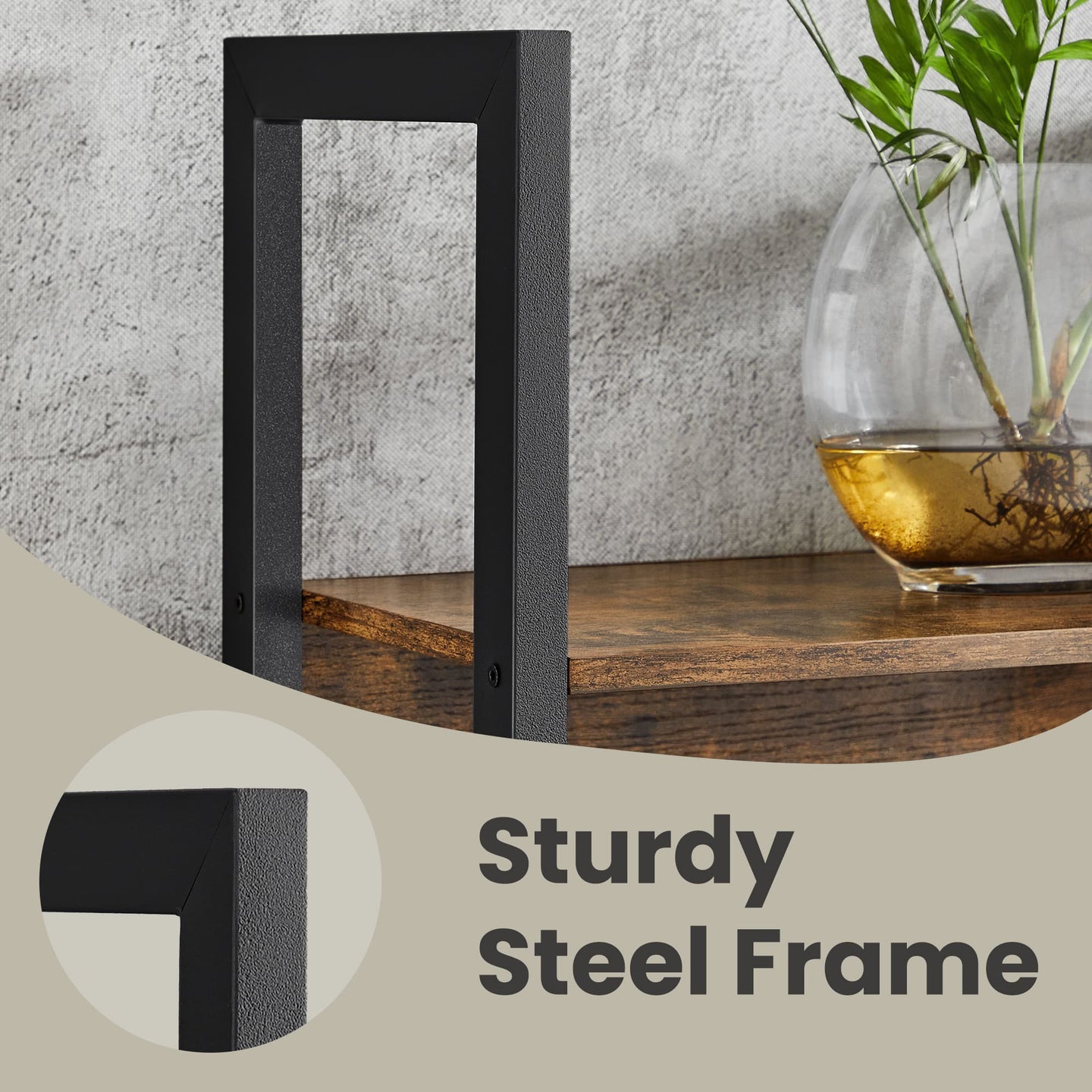 5-Tier Bookcase - Metal Frame - Rustic Brown and Black