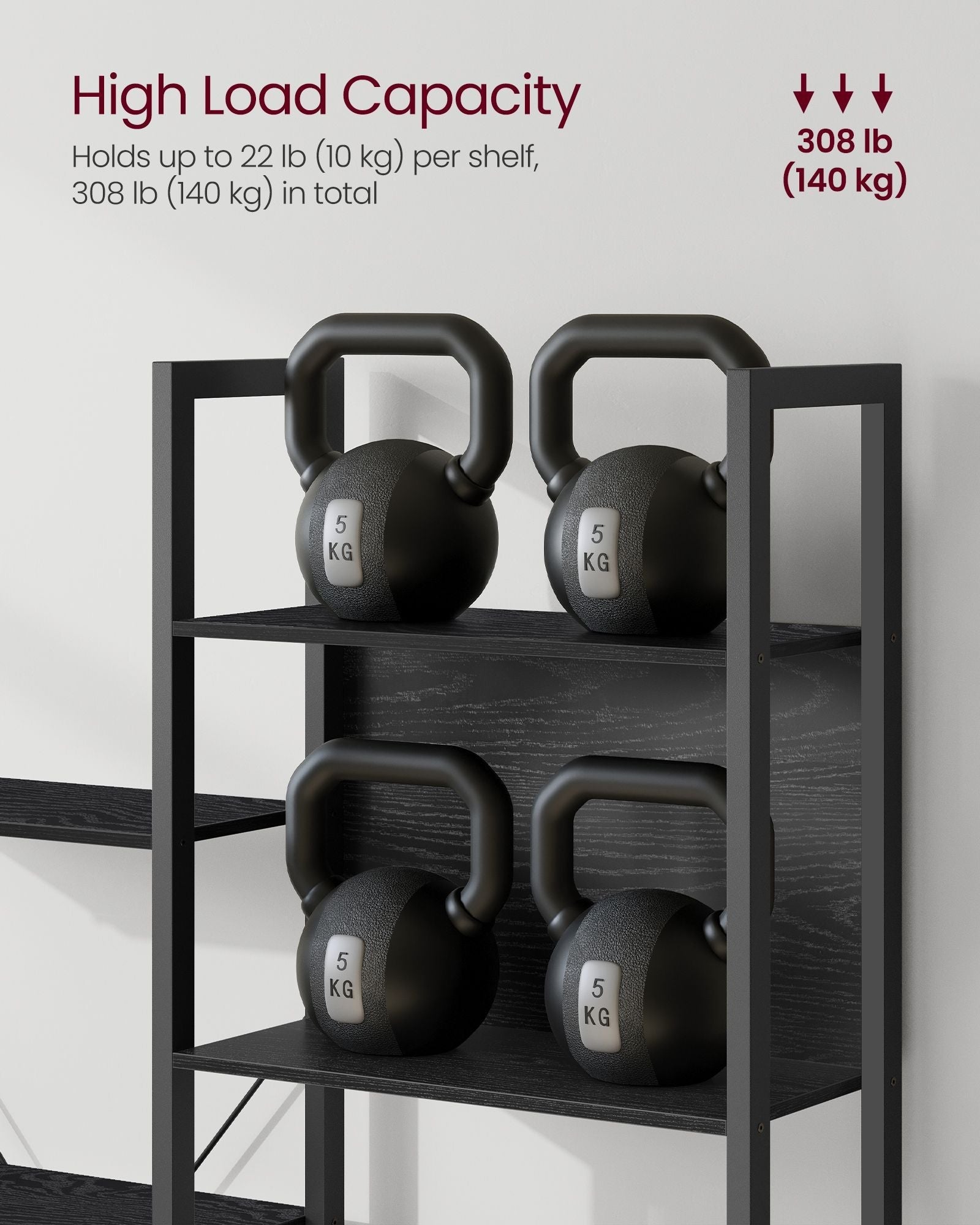 Bookcase - Metal - Ebony Black - 14 Storage Shelves