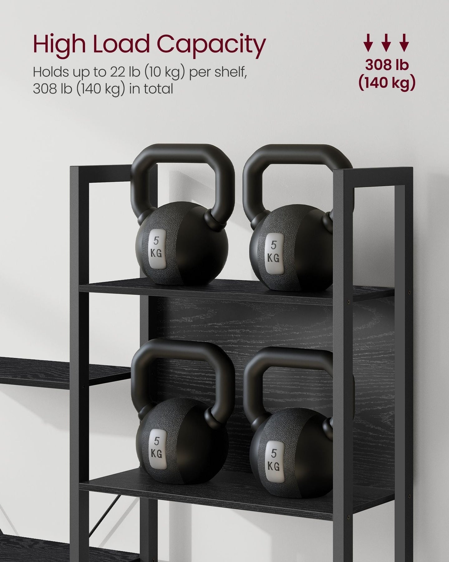 Bookcase - Metal - Ebony Black - 14 Storage Shelves