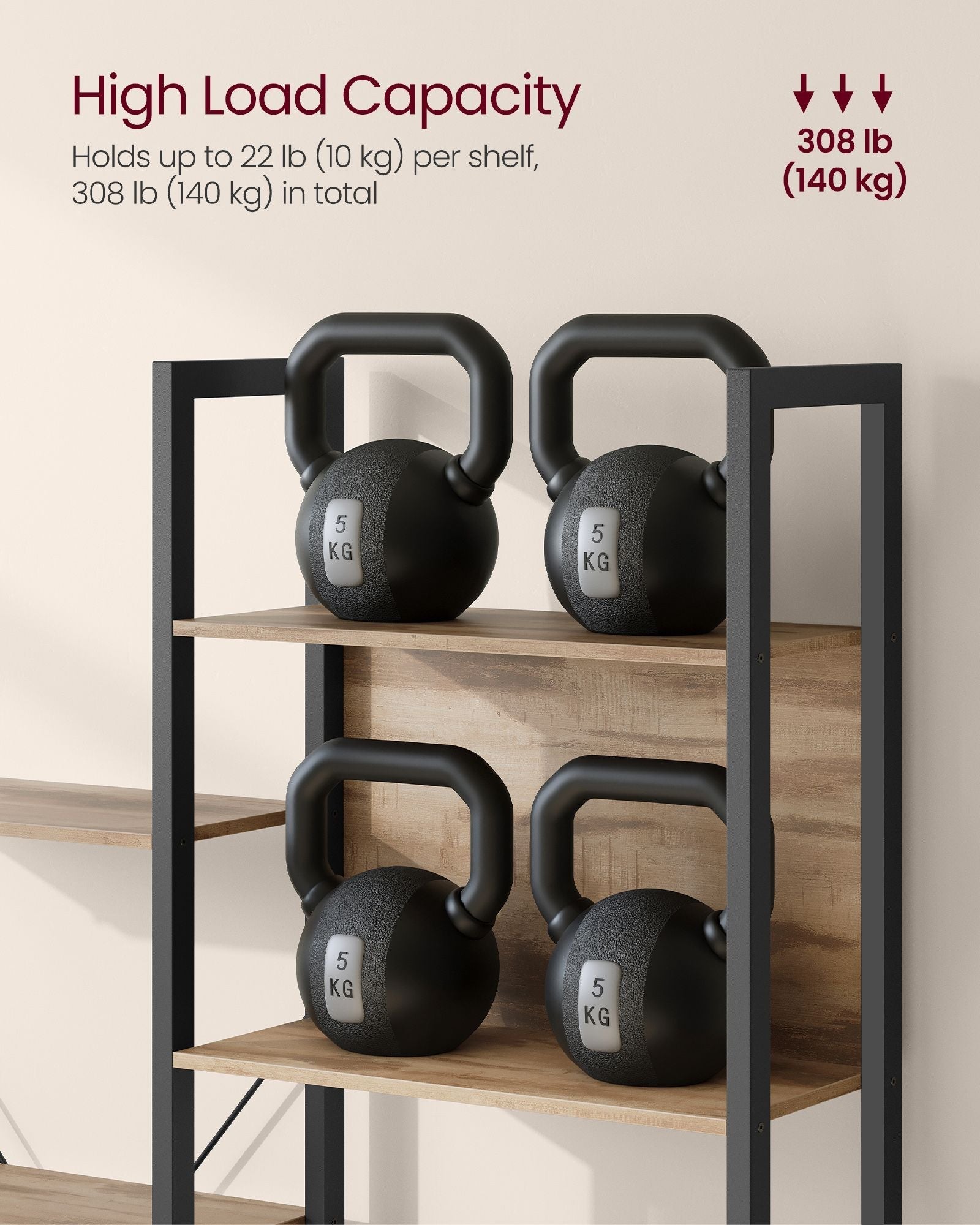 Bookcase - Metal - Rustic Brown - 14 Shelves