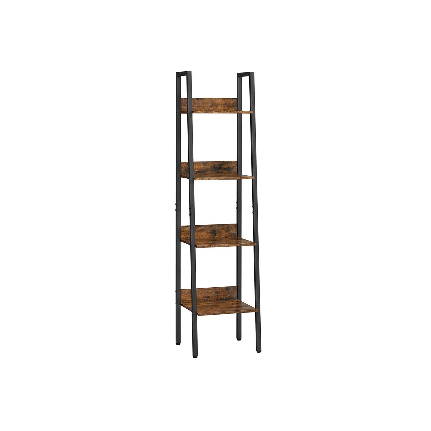 Ladder Shelf - Steel - Rustic Brown and Black - 4-Tier Freestanding Storage