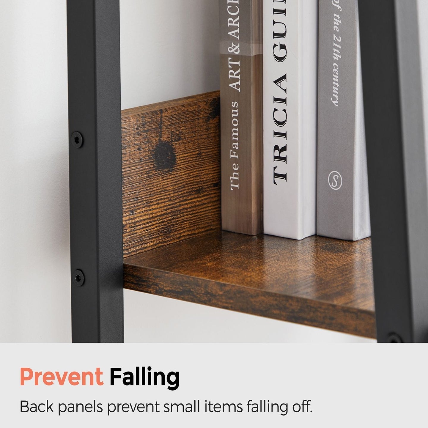 Ladder Shelf - Steel - Rustic Brown and Black - 4-Tier Freestanding Storage