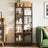 5-Tier Narrow Ladder Bookshelf - Wood - Rustic Brown - Versatile for Home Office