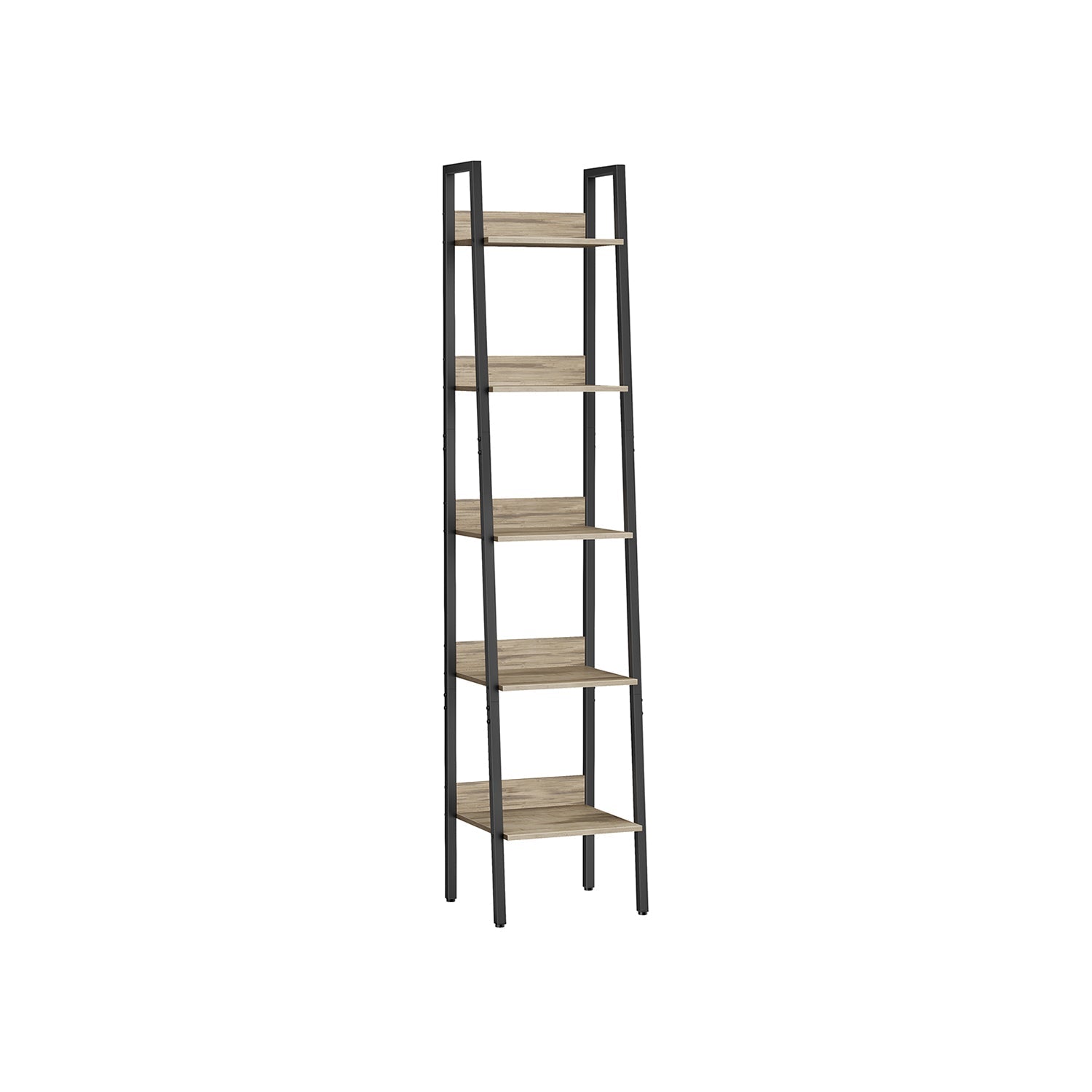 5-Tier Ladder Shelf - Steel Frame - Rustic Brown and Black - Freestanding Storage for Home Office and Living Spaces
