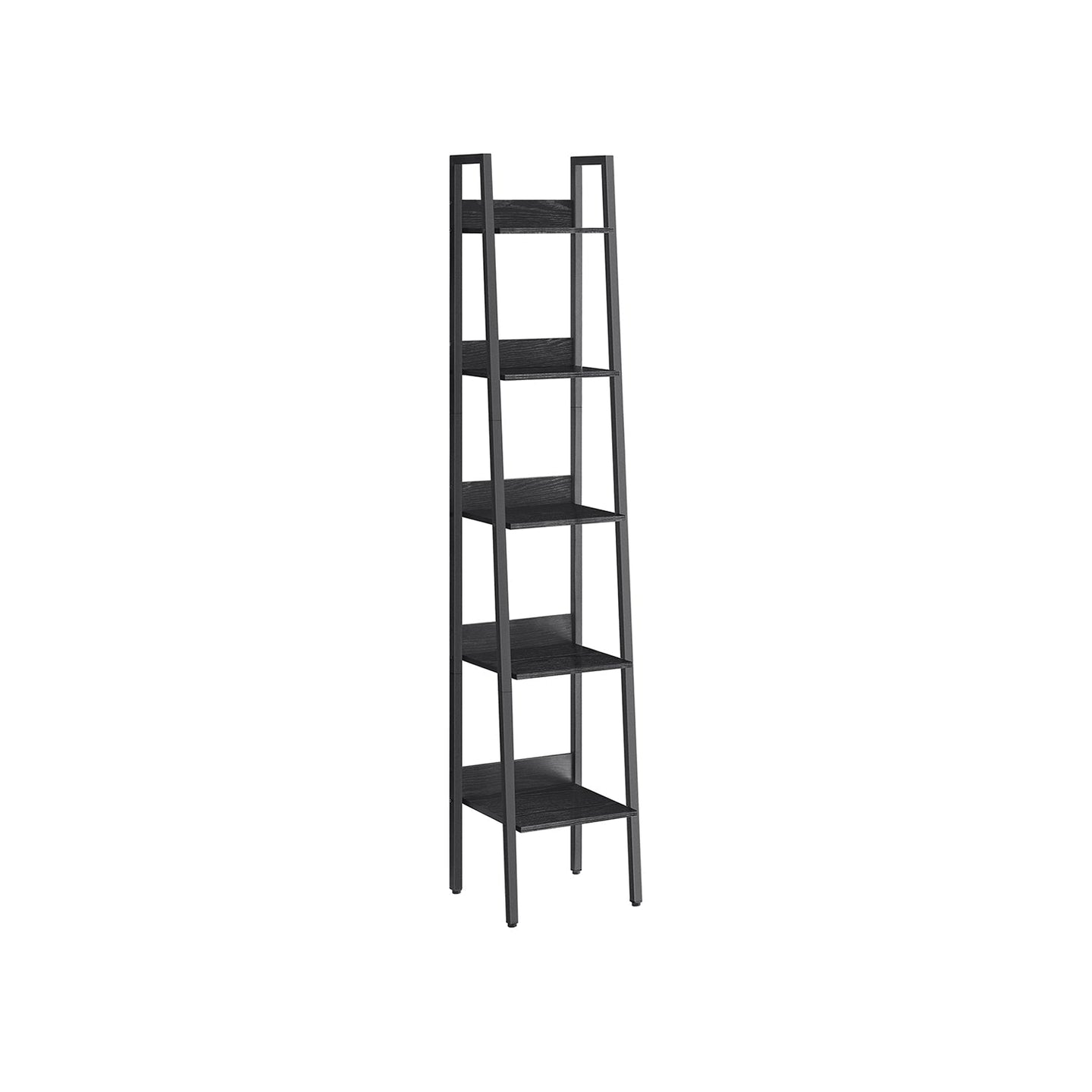 5-Tier Freestanding Narrow Shelf - Steel Frame - Rustic Brown and Black - Easy to Assemble