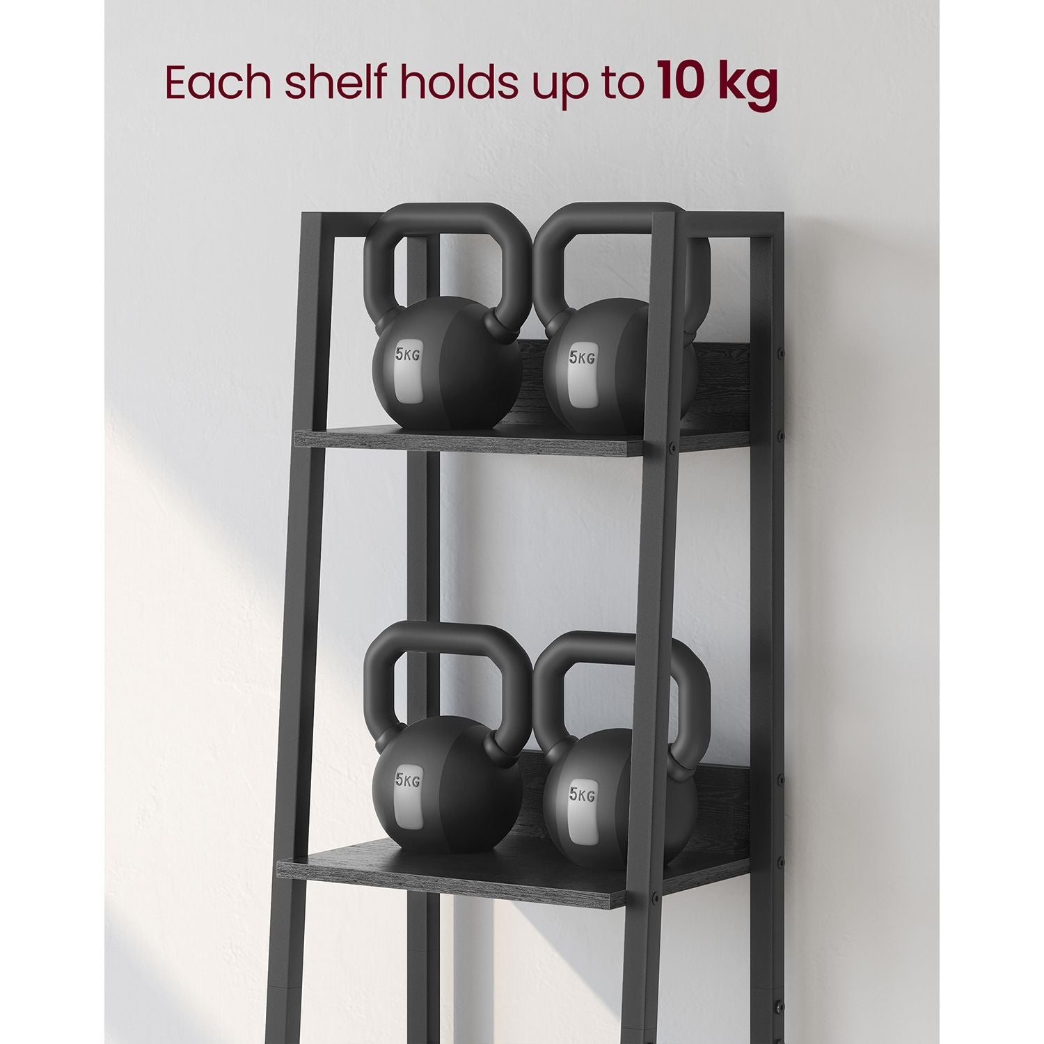 5-Tier Freestanding Narrow Shelf - Steel Frame - Rustic Brown and Black - Easy to Assemble
