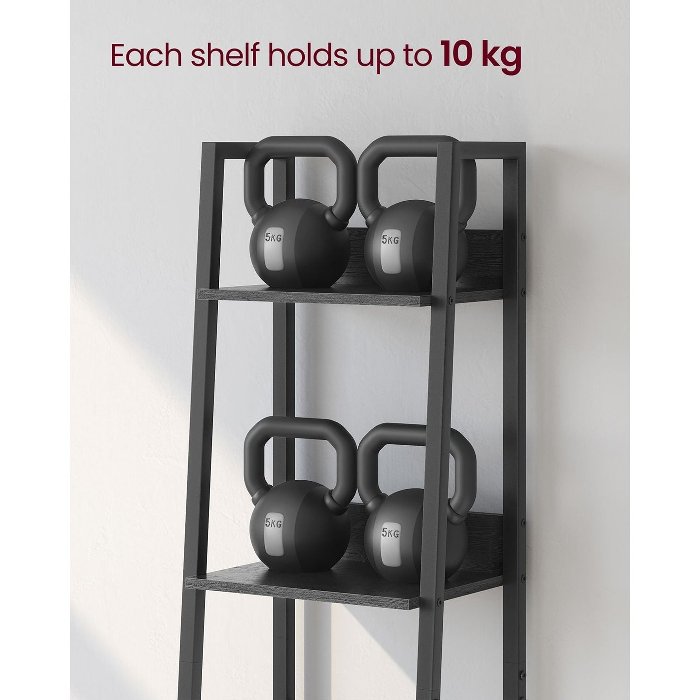 5-Tier Freestanding Narrow Shelf - Steel Frame - Rustic Brown and Black - Easy to Assemble