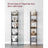 5-Tier Freestanding Narrow Shelf - Steel Frame - Rustic Brown and Black - Easy to Assemble