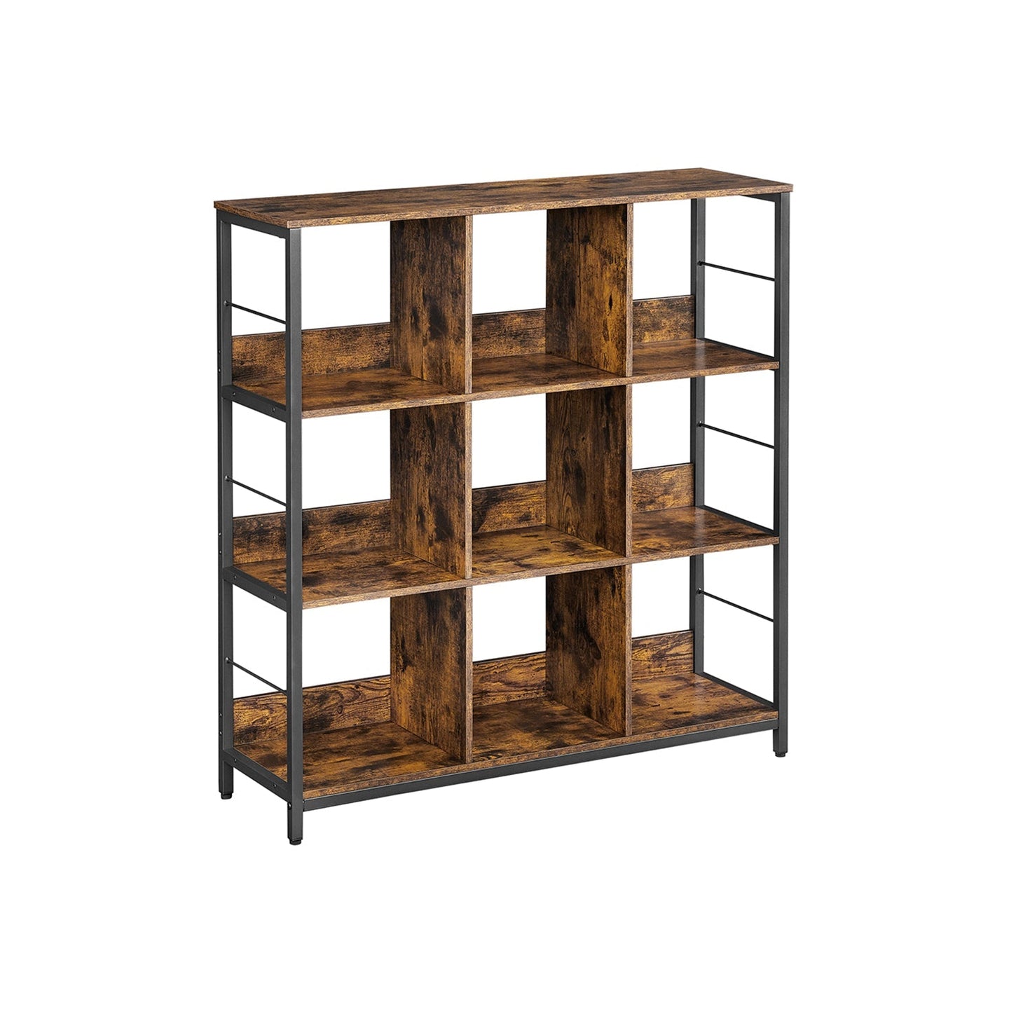 3-Tier Bookcase - Engineered Wood - Rustic Brown and Black