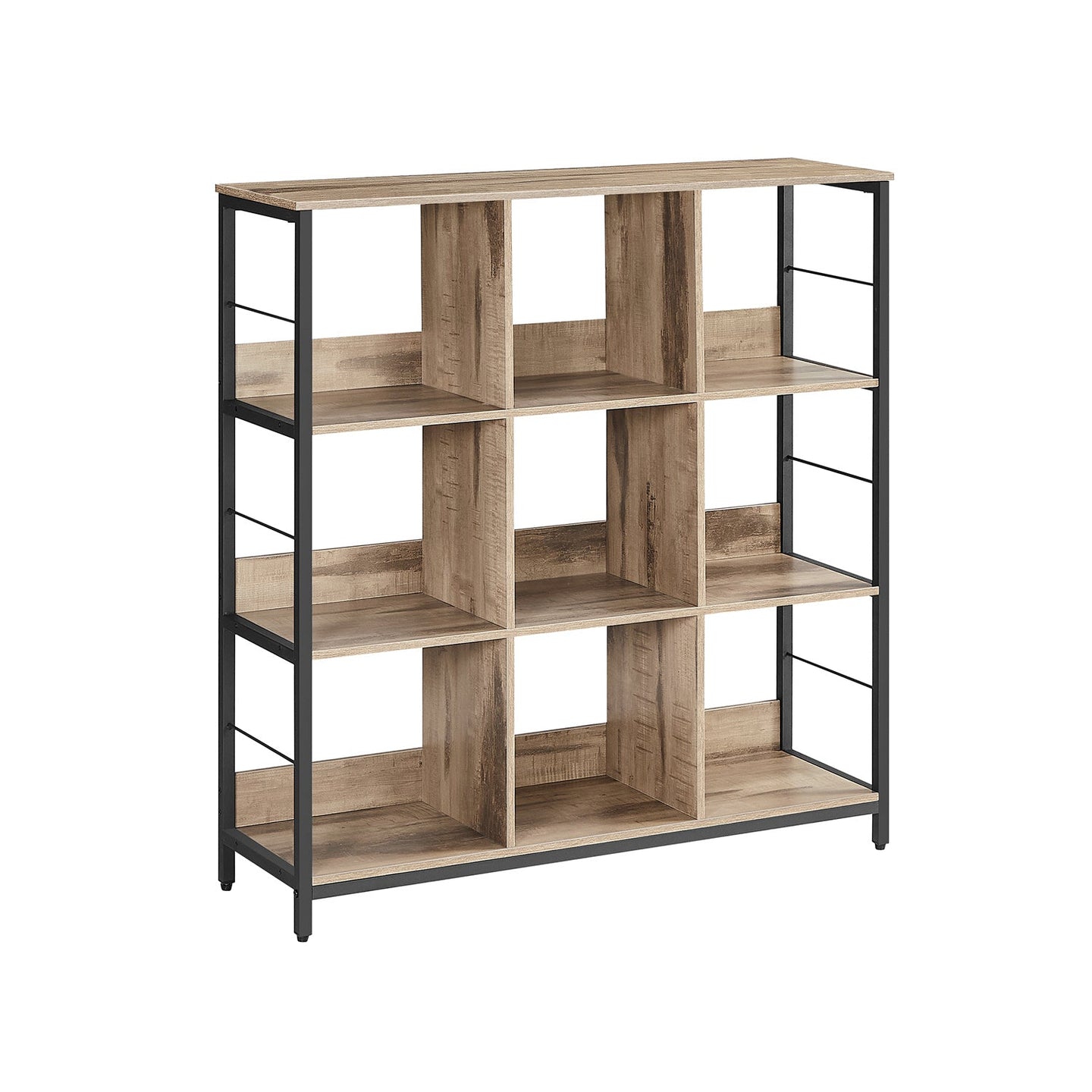 3-Tier Bookcase - Engineered Wood - Rustic Brown and Black