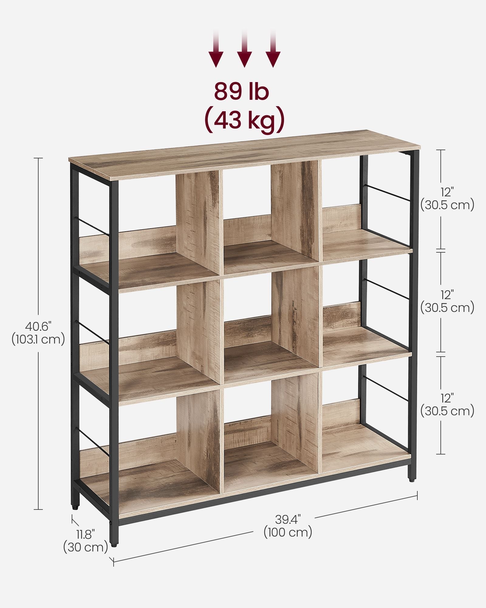 4-Tier Bookcase - Wood - Rustic Brown and Black