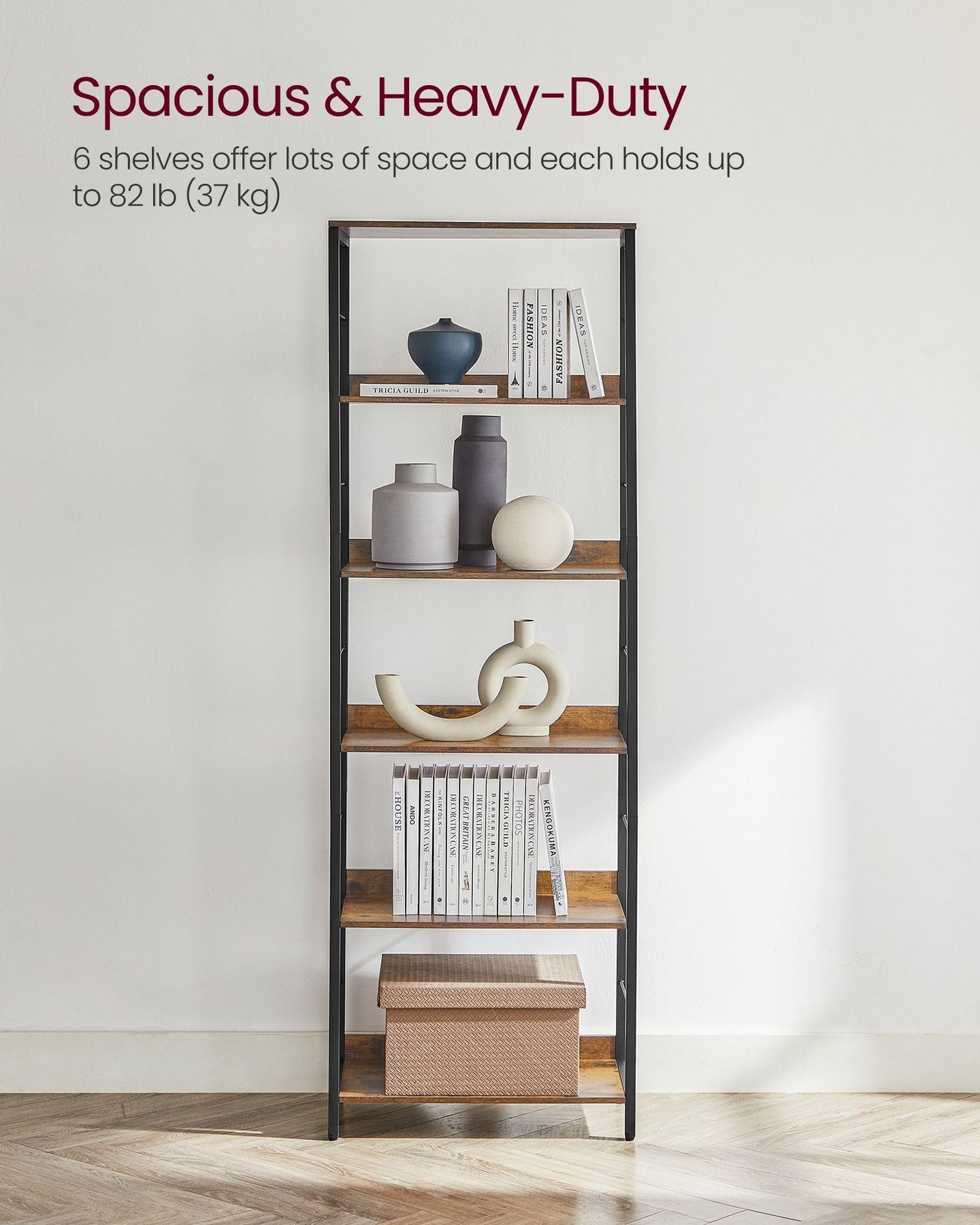 5-Tier Bookshelf - Particle Board - Rustic Brown