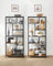 6-Tier Bookcase - Engineered Wood - Rustic Brown and Black - Geometric Design and Versatile Storage