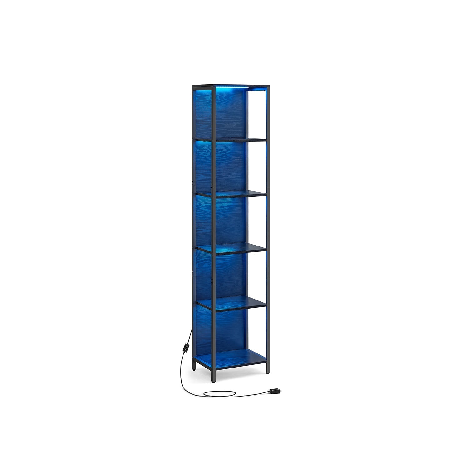 6-Tier Bookcase - Steel - Ebony Black - With Dimmable LED Lights