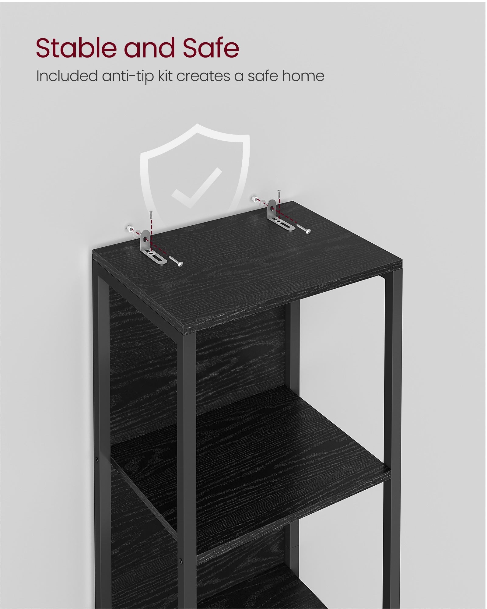 6-Tier Bookcase - Steel - Ebony Black - With Dimmable LED Lights