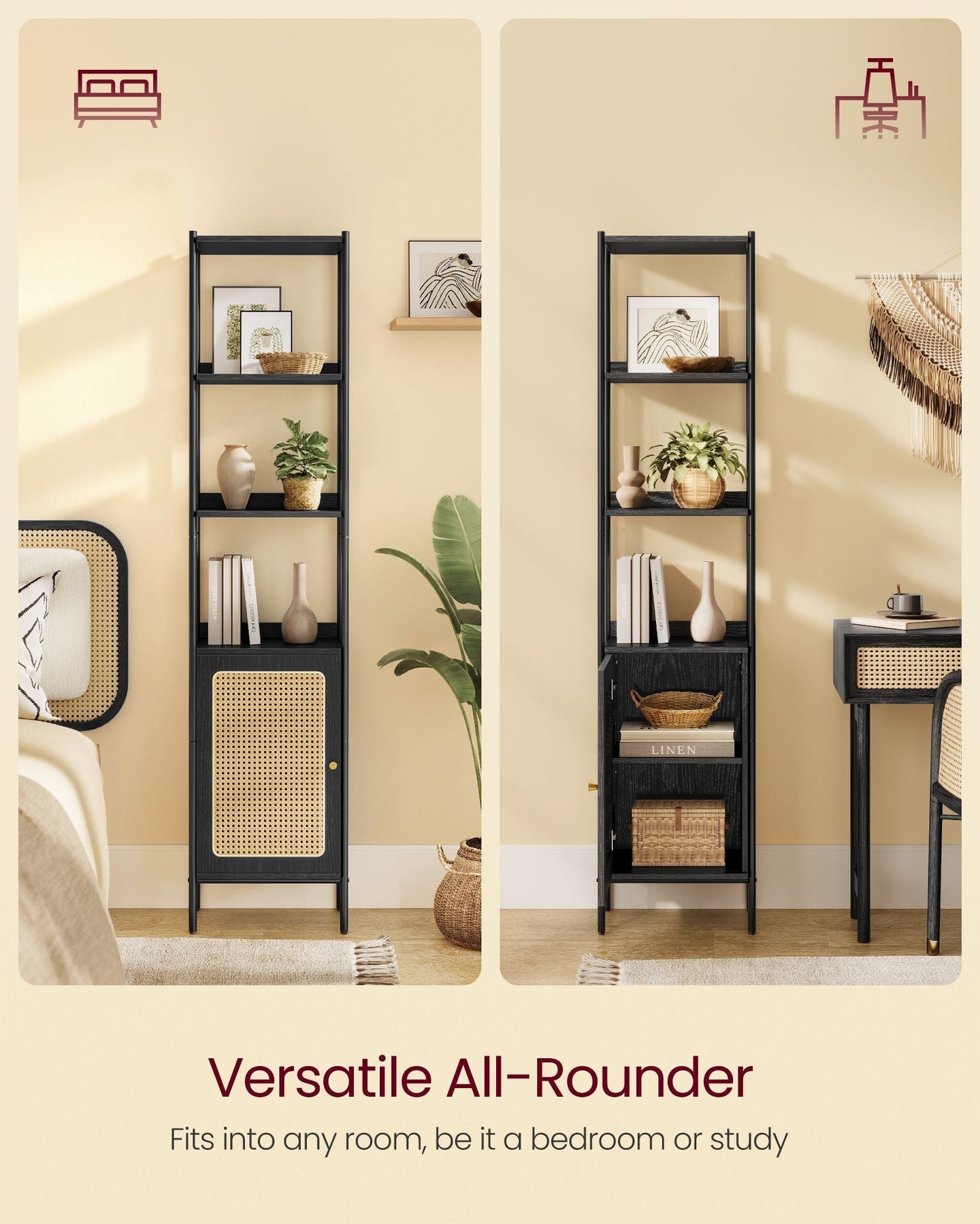 Bookcase - Metal - Ebony Black - Adjustable Shelves