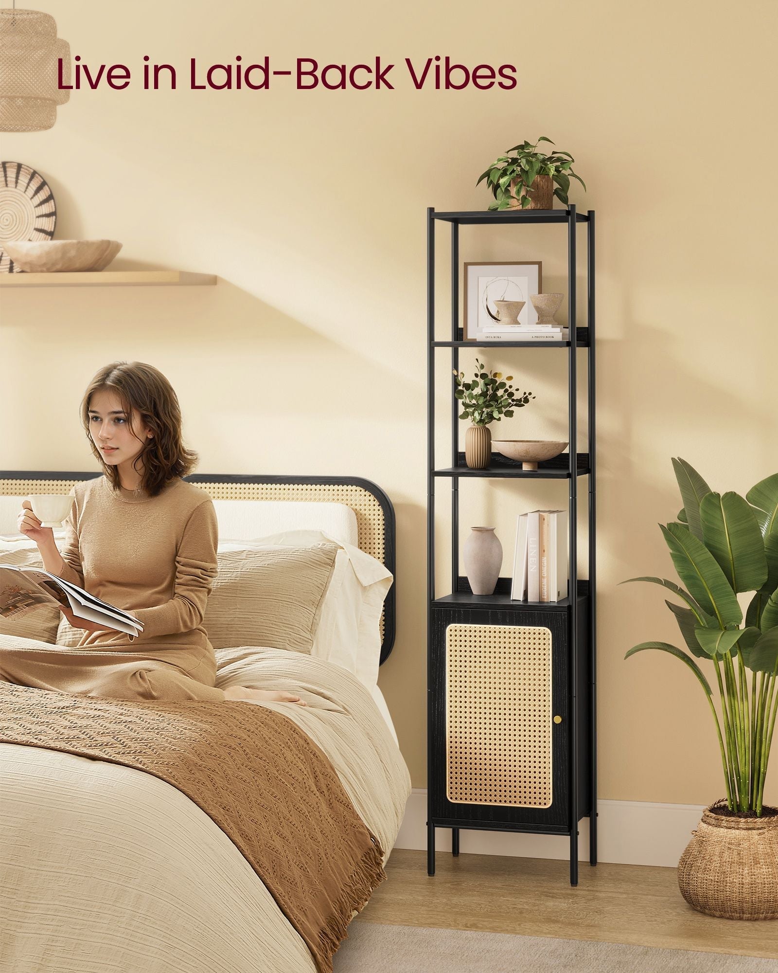 Bookcase - Metal - Ebony Black - Adjustable Shelves