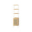 Freestanding Bookcase - Oak with Rattan-Like Door - Beige and Pearl White - Adjustable Shelves