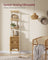 Freestanding Bookcase - Oak with Rattan-Like Door - Beige and Pearl White - Adjustable Shelves