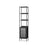 Tall Bookshelf - Metal Frame - Ebony Black - Adjustable Shelves with Rattan-Like Doors