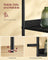 Tall Bookshelf - Metal Frame - Ebony Black - Adjustable Shelves with Rattan-Like Doors