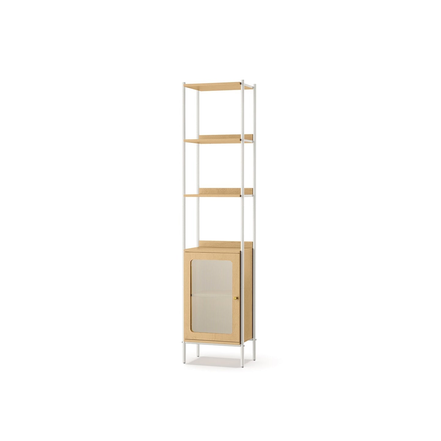 6-Tier Bookcase - Metal Frame - Oak Beige - Adjustable Shelves