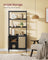 6-Tier Bookcase - Metal - Oak Beige - Adjustable Shelves with Rattan-Like Doors