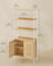 6-Tier Bookcase - Metal - Oak Beige - Adjustable Shelves with Rattan-Like Doors