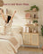 6-Tier Bookcase - Metal - Oak Beige - Adjustable Shelves with Rattan-Like Doors