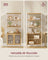 Tall Bookcase - Metal Frame - Oak Beige - Rattan-Like Doors