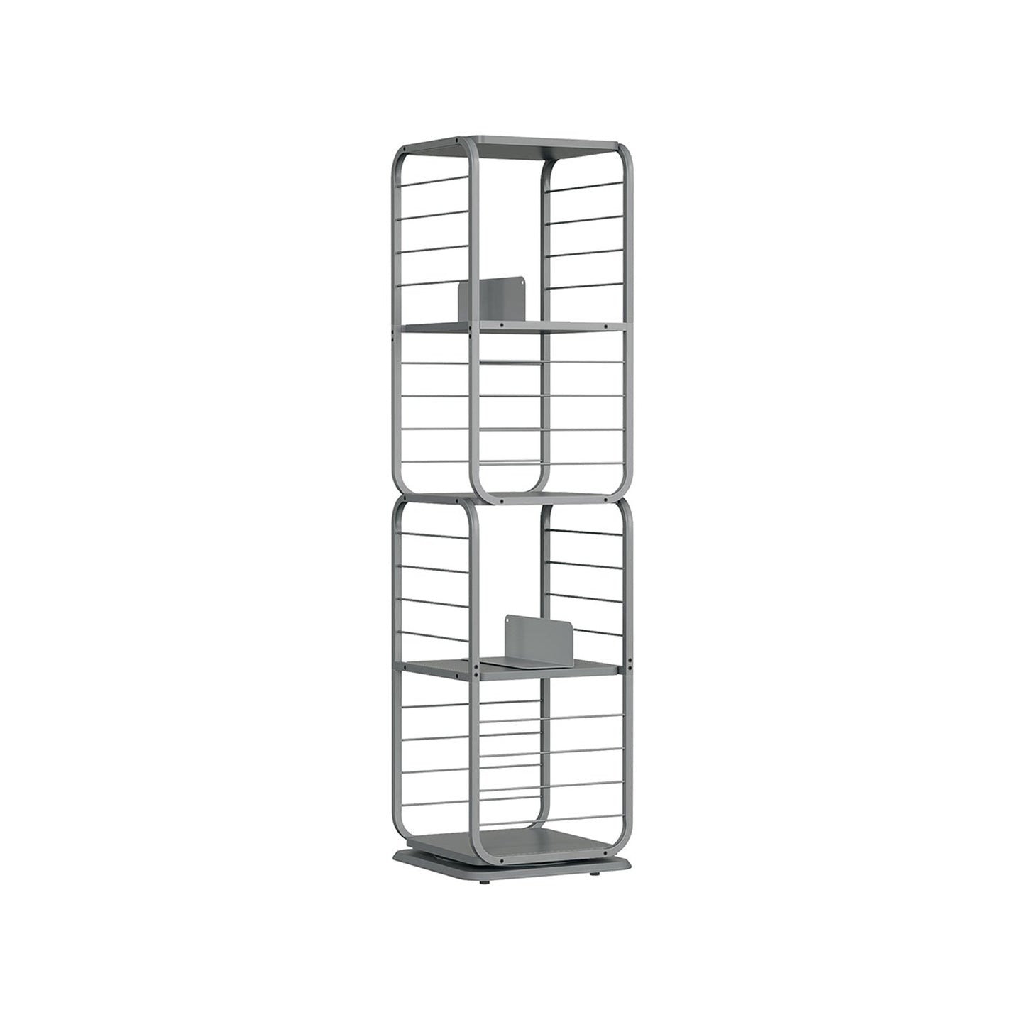 4-Tier Rotating Bookshelf - Steel Frame - Dove Grey