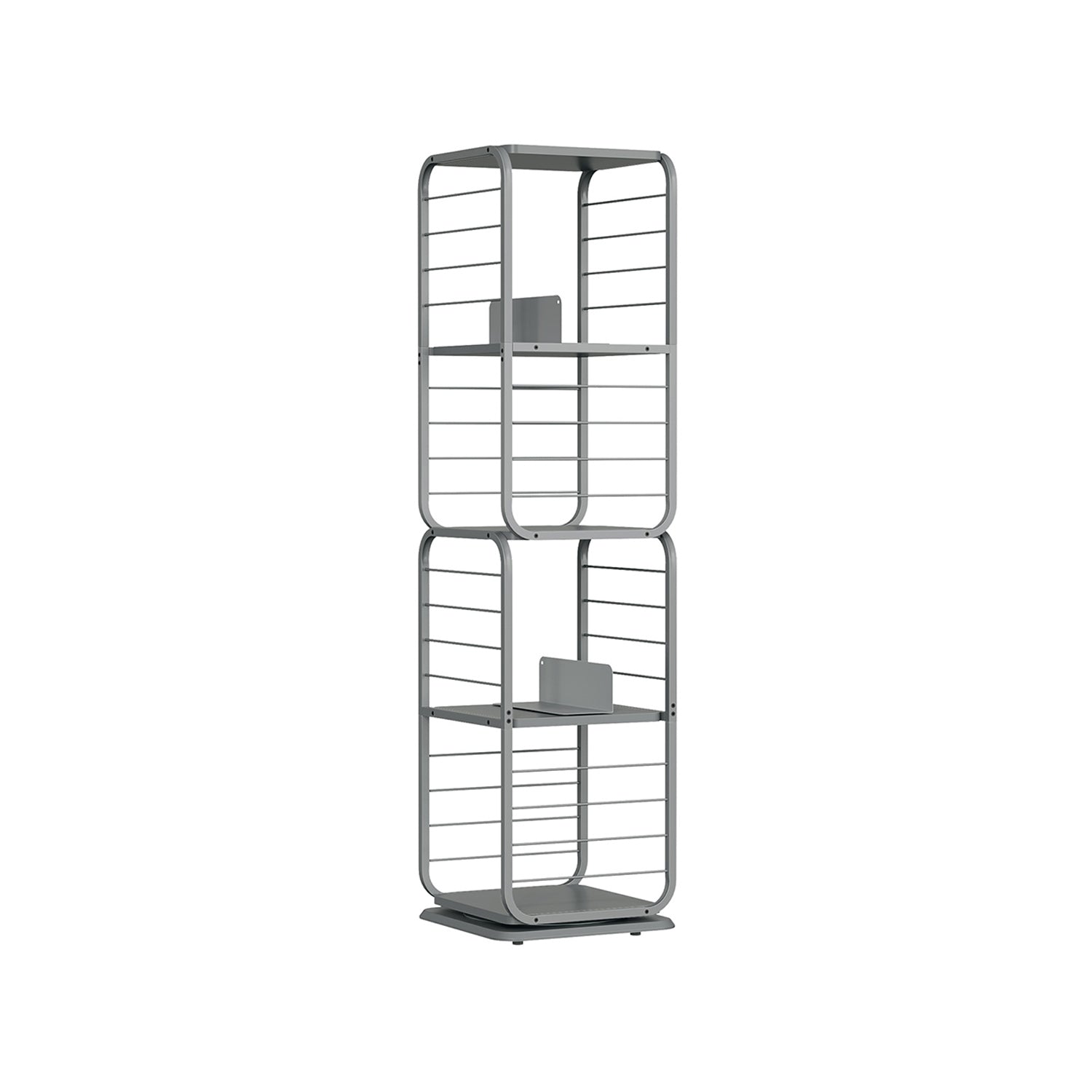 4-Tier Rotating Bookshelf - Steel Frame - Dove Grey