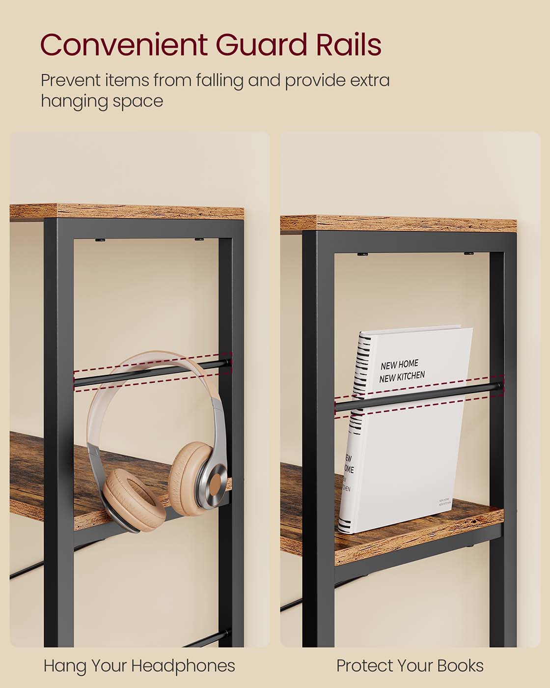 6-Tier Bookshelf - Engineered Wood - Rustic Brown and Black