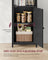 6-Tier Bookcase - Metal - Ebony Black - Tall Design with Adjustable Shelves and Door
