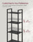 6-Tier Bookcase - Metal - Ebony Black - Tall Design with Adjustable Shelves and Door