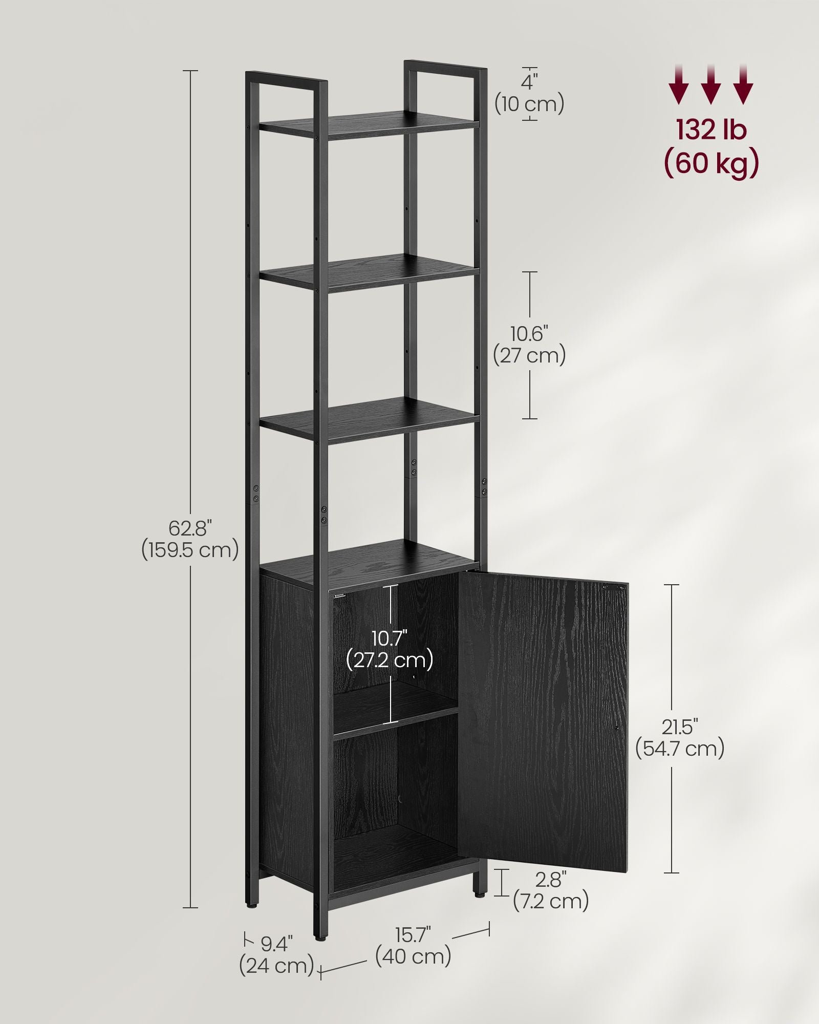 Bookcase - Stable (as per original - Black - with Doors