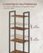 6-Tier Bookcase - Metal Frame - Rustic Brown - Adjustable Shelves with Door