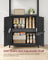 7-Tier Bookcase - Metal - Ebony Black - Adjustable Shelves with Door